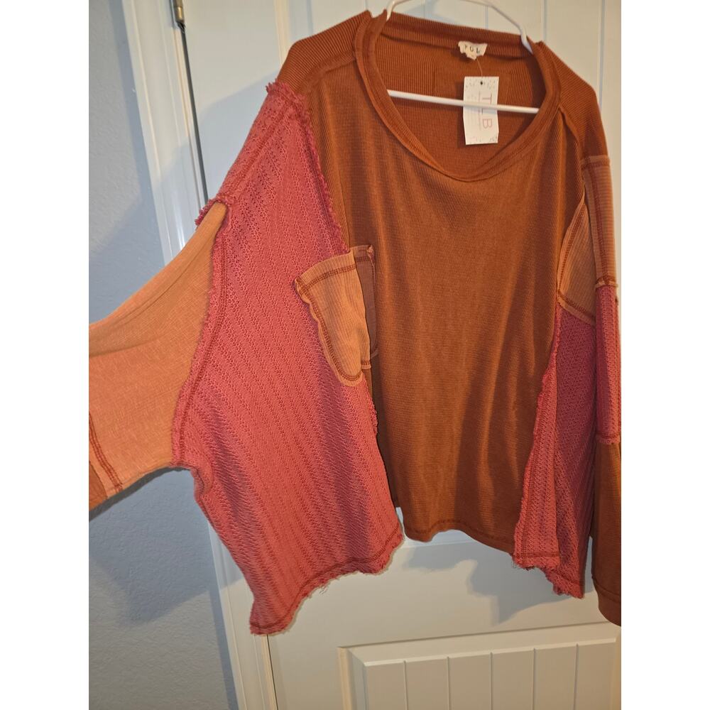 POL Oversized Patchwork Sweatshirt Size Large New… - image 3